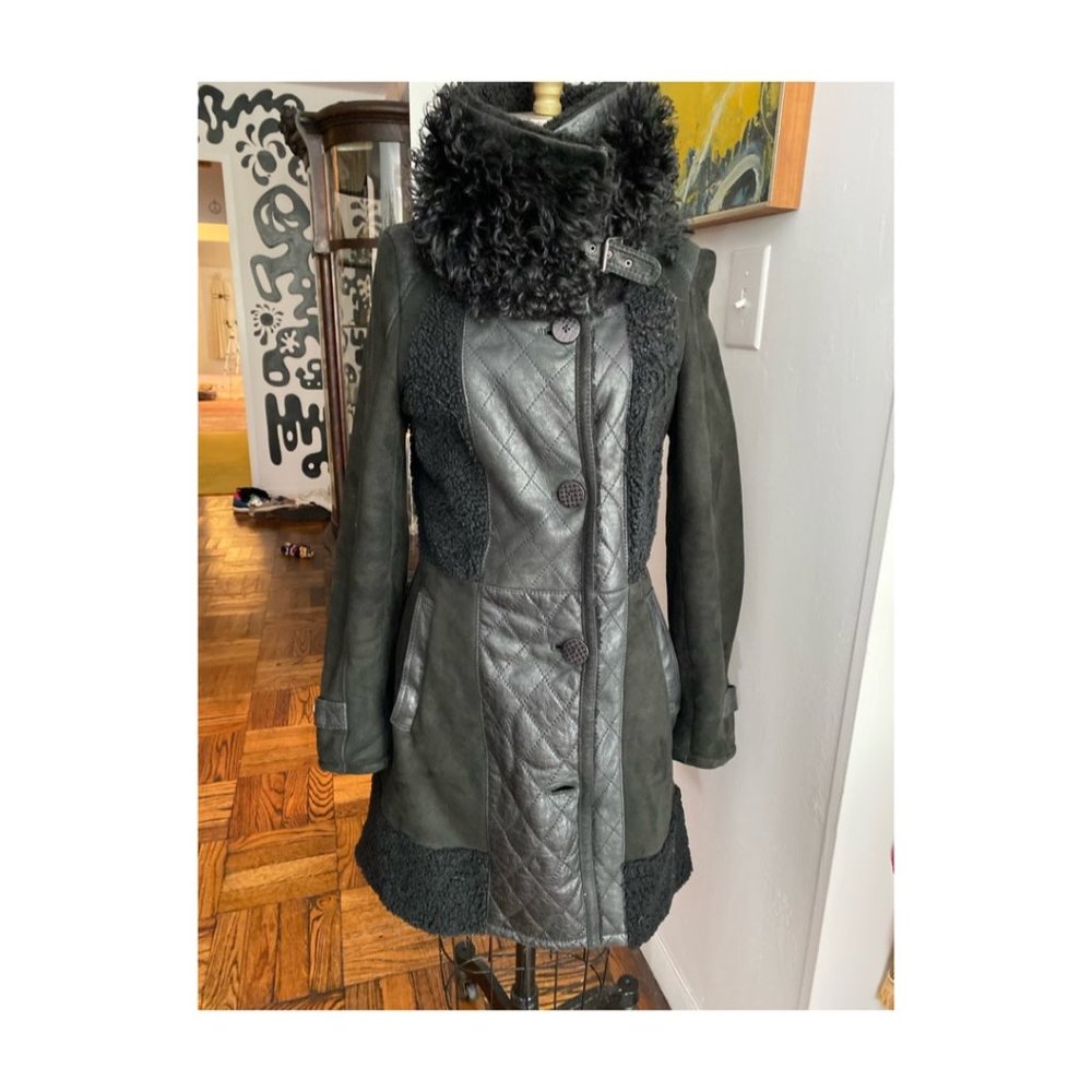 Vintage Black Shearling Coat